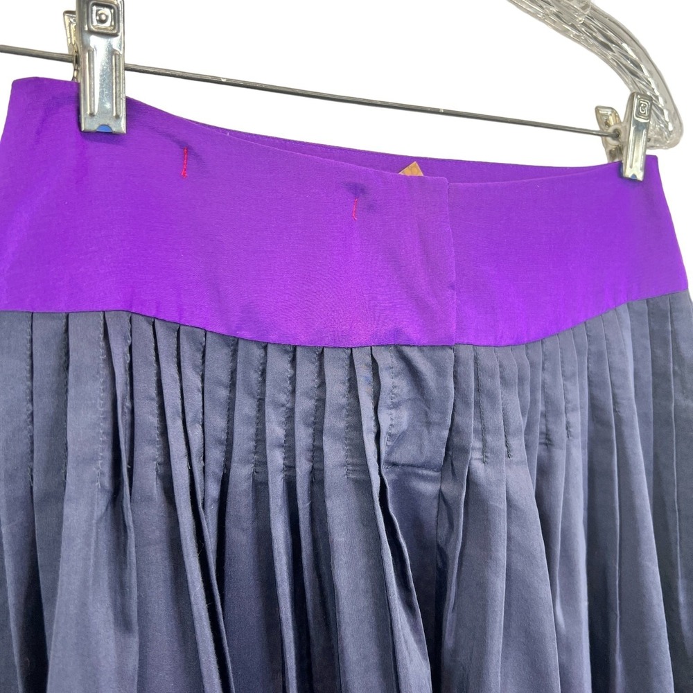 A Common Thread Pleated Mini Skirt S Purple Silk Blend Boho Embroidered Hem - Picture 6 of 9
